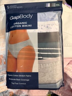 GAPBody Organic Cotton Bikini Briefs - Gray, White & Navy (5-Pack)